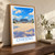 Chifeng city view bordered print styled in Original angled oak-console; frame and props not included
