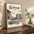Koshigaya city view full-bleed print styled in Original angled oak-console; frame and props not included