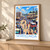 Serekunda city view bordered print styled in Light oak-console; frame and props not included