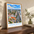 Várzea Grande city view bordered print styled in Original angled oak-console; frame and props not included