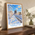 Yakutsk city view bordered print styled in Original angled oak-console; frame and props not included