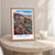 Erfurt city view bordered print styled in Oak frame / bedside table; frame and props not included