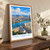 Fangchenggang city view bordered print styled in Original angled oak-console; frame and props not included