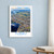 Turku city view bordered print styled in White frame / blue sitting room; frame and props not included