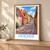 Odense city view bordered print styled in Light oak-console; frame and props not included