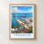 Tarakan city view bordered print styled in Front oak frame - corrected opening; frame and props not included