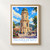 Pachuca de Soto city view bordered print styled in Front oak frame - corrected opening; frame and props not included