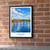 Umeå city view bordered print styled in Black frame / exposed brick; frame and props not included