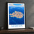 Serifos bordered print styled in Black frame / charcoal wall; frame and props not included
