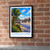 Livingstone city view bordered print styled in Black frame / exposed brick; frame and props not included
