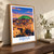 Abha city view bordered print styled in Original angled oak-console; frame and props not included