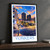 Yonkers city view bordered print styled in Black frame / charcoal wall; frame and props not included
