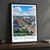 Batu Pahat city view bordered print styled in Black frame / charcoal wall; frame and props not included