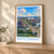 Batu Pahat city view bordered print styled in Light oak-console; frame and props not included