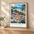 Jomtien Beach bordered print styled in Light oak-console; frame and props not included