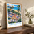 Jomtien Beach bordered print styled in Original angled oak-console; frame and props not included