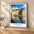 Örebro city view bordered print styled in Light oak-console; frame and props not included