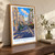 Paris 11 Popincourt city view bordered print styled in Original angled oak-console; frame and props not included