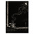 Chipped teacup on a stone sill with steam curling toward a dried rose beneath a moon in a mostly black scene.
