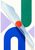 Abstract geometric arrangement with a pale-blue diagonal plane crossing a vermilion disk, ultramarine arch, jade form and lilac triangles on warm white.