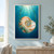 A large pearly nautilus shell with a visible chambered spiral floats beneath bright water, with bubbles and sea grass around it.; frame shown for styling only