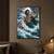 Bearded figure holding a trident rises from stormy ocean waves beside a white horse.; frame shown for styling only