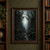 Misty path through a dark forest framed by skull-like tree hollows and twisted branches, with a distant antlered silhouette.; frame shown for styling only