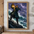 Bearded keeper in a dark coat raising a glowing lantern above a stormy rocky coast, with waves and a distant lighthouse.; frame shown for styling only