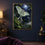 A large pale green, luna-moth-like insect with spread wings and long tails flies before a full moon amid dark garden foliage and smaller moths.; frame shown for styling only