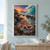 An octopus spreads its arms across a rocky tide pool beneath a curling turquoise wave, with an orange sunset and shell nearby.; frame shown for styling only