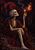 A seated skeleton in a red robe raises a lit match toward a glowing orange moth beneath curling smoke.