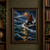 Dark-clad figure raises a glowing orange lantern from a small boat in heavy rain and rough water, with a lighthouse beam on the distant left shoreline.; frame shown for styling only