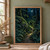 A narrow path curves past a mossy boulder between ferns, with small glowing lights and a moon above.; frame shown for styling only