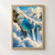Oblique view of a deep-blue rectangular pool floating among bright clouds, with a small diver near a rocky outcrop and water cascading from the pool's edge.; frame shown for styling only
