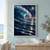 A large curling blue wave beneath a crescent moon, with moonlight reflected across dark water and a coral horizon.; frame shown for styling only