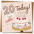 20th Birthday Card - 20 Today Cake, Candles and Confetti Design - Cute Square Greeting Card 145mm x 145mm, Includes Kraft Envelope