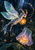 A fantasy moth-like winged creature carries a glowing orange seedpod above a large luminous bell-shaped flower in dark foliage.