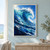 A large cobalt and turquoise wave curls into white spray above dark water beneath a pale sky.; frame shown for styling only