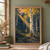 Pale-barked aspen with exposed roots and golden leaves among dark forest trunks, with sunset light and distant mountains.; frame shown for styling only