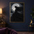 Nyx in profile beneath a full moon, wearing a flowing black gown as her long dark hair sweeps across a starry, cloud-filled sky.; frame shown for styling only