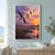 Five swallows, including a large foreground bird with a pale throat and forked tail, fly above a sunset marsh and reflective water.; frame shown for styling only