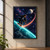 Young adult-presenting skateboarder crouches on an angled board above a glowing turquoise planet rim beneath a ringed moon.; frame shown for styling only