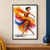 Adult dancer turning barefoot amid sweeping saffron, orange, raspberry, and blue fabric-like forms against white.; frame shown for styling only