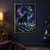 Dark bull on a rocky ridge beneath a diagonal meteor and violet-blue arc of stars, with an orange horizon glow.; frame shown for styling only