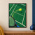 A yellow-green tennis ball streaks above an emerald tennis court as a racket with a blue-wrapped handle enters from the lower left.; frame shown for styling only
