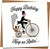 Funny Happy Birthday Card - Keep on Rollin' Vintage Penny-Farthing Bicycle Design, 145mm Square, Steampunk Gentleman, for Him Dad Husband Friend, Includes Kraft Envelope