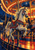 Ornate white carousel horse with raised front leg and patterned red-and-blue tack, surrounded by warm bulbs and a midnight-blue carousel interior.