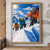 Three colorful, equipped climbers ascend a snowy slope as one reaches back to help another.; frame shown for styling only