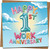 Happy 1st Work Anniversary Card – Balloon Letters Design – 145mm x 145mm Square Greeting Card with Kraft Envelope – Employee Milestone, Co-Worker Celebration