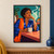 Illustrated woman in a cobalt robe and orange scarf holding a steaming cup with a spoon across the rim at a coral kitchen counter.; frame shown for styling only